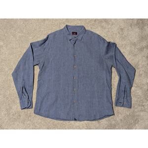 Untuckit Men's XL Blue 100% Linen Button Up Shirt Long Sleeve